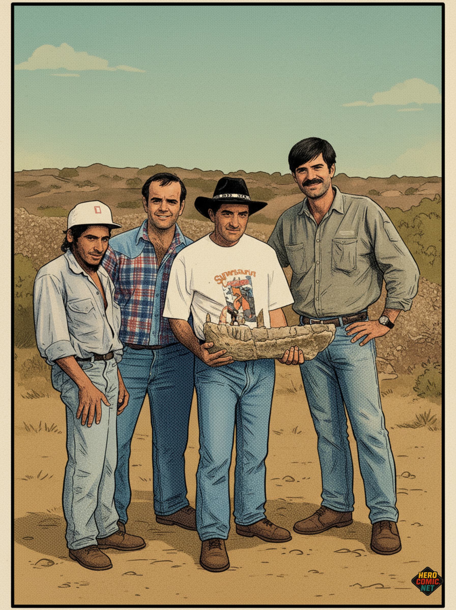 Paleontology team celebrating fossil discovery